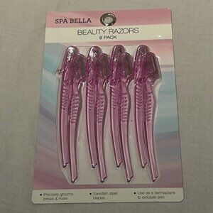spa bella beauty razors 8 pack pink face eyebrow razors swedish steel blades nwt
